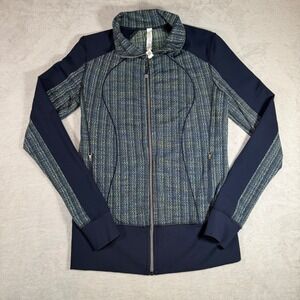 Lululemon Define Jacket Herringbone Space Dye Navy Blue Full Zip Size 10